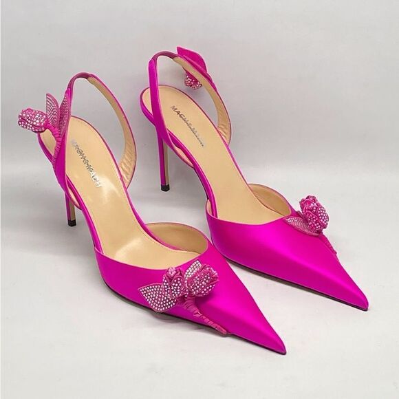 Mach & Mach Wonder Tulip 95MM Silk & Crystal Slingback Pumps size 40.5 - Picture 3 of 15